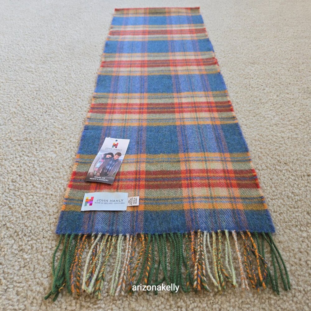 NWT John Hanly Extra Fine Merino Wool Plaid Scarf - Picture 7 of 10